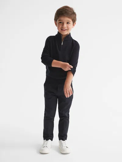 Reiss Navy 3-9 Yrs Merino Wool Zip-neck Jumper