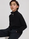 Reiss Navy 9-13 Yrs Wool Quarter Zip Jumper In Blue