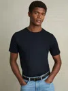Reiss Navy Bless Cotton Crew Neck T-shirt In Blue