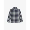 Reiss Navy Blue Bailes Checked Long-sleeve Cotton Shirt 9-13 In Blue