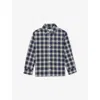 Reiss Navy Blue Bailes Checked Long-sleeve Cotton Shirt 9-13 In Blue