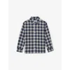 Reiss Navy Blue Bailes Checked Long-sleeve Cotton Shirt 9-13 In Blue