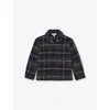 Reiss Navy Blue Brown Sam Button-down Checked Wool-blend Overshirt 3-9 In Blue