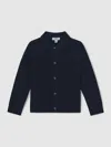 Reiss Kids' Navy Blue 13-14 Yrs Wool V-stitch Button-through Cardigan In Black