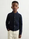 Reiss Navy Blue 3-9 Yrs Wool V-stitch Button-through Cardigan