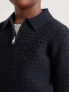 Reiss Navy Blue 9-13 Yrs Wool V-stitch Button-through Cardigan In Blue