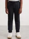 Reiss Navy Blue Premier Interlock Drawstring Joggers In Black