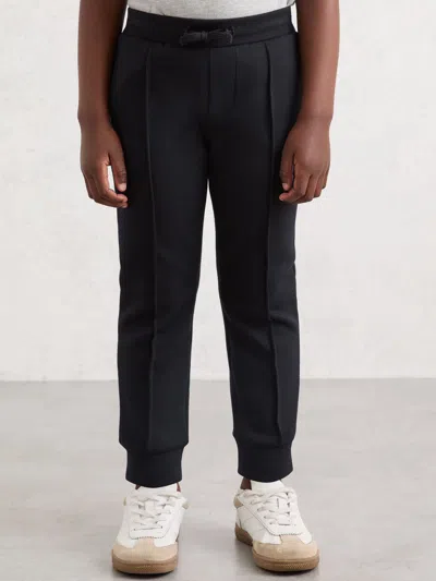 Reiss Navy Blue Interlock Drawstring Joggers In Black