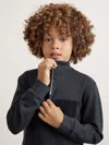 Reiss Navy Blue Interlock Velour Panel Zip Sweatshirt In Blue