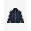 Reiss Navy Blue Malloy Logo-embroidered Cotton-blend Track Jacket 3 In Black