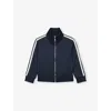 Reiss Navy Blue Malloy Logo-embroidered Cotton-blend Track Jacket 3 In Blue