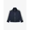 Reiss Navy Blue Malloy Logo-embroidered Cotton-blend Track Jacket 3 In Blue