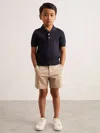 Reiss Navy Blue 3-9 Yrs Stitch-detail Press-stud Polo Shirt In Blue