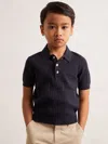Reiss Navy Blue Polo Shirt In Black