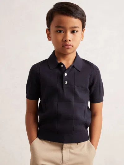 Reiss Navy Blue Polo Shirt In Black