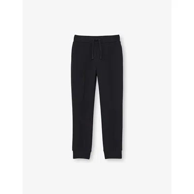 Reiss Kids' Navy Blue Premier Drawstring-waist Stretch-jersey Jogging Bottoms 3-9 In Black