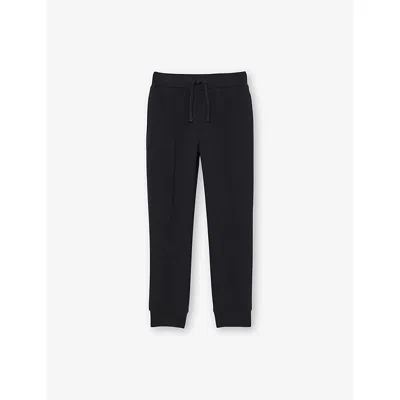Reiss Kids' Navy Blue Premier Drawstring-waist Stretch-jersey Jogging Bottoms 9-13 In Black