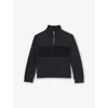 Reiss Black Interlock Velour Panel Zip Sweatshirt In Multi