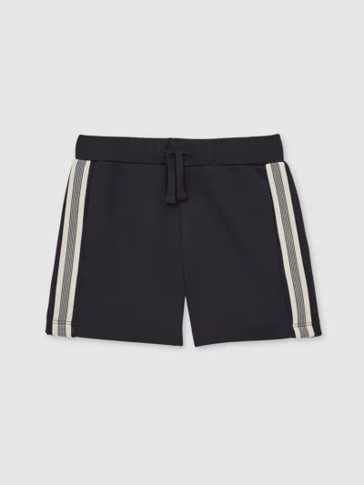REISS NAVY BLUE SIDE STRIPE TEXTURED SHORTS