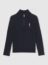 Reiss Navy Blue Nollaig Wool-blend Half-zip Nutcracker Jumper In Blue