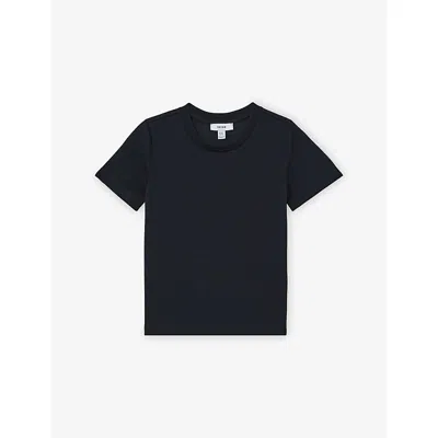 Reiss Kids' Navy Bradley Crewneck Stretch-jersey T-shirt 3-9 In Blue