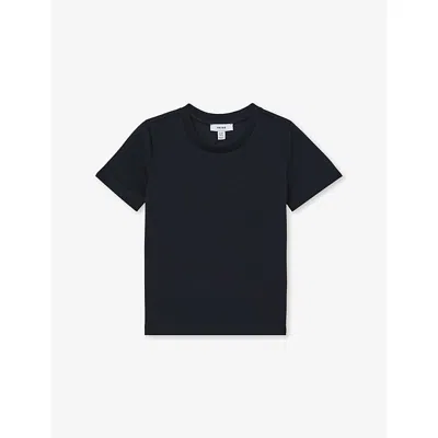 Reiss Kids' Navy Bradley Crewneck Stretch-jersey T-shirt 9-13 In Blue