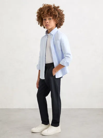Reiss Babies'  Navy Brighton 9-13 Yrs Slim-fit Pleated Trouser In Blue