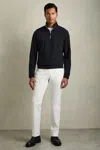 Reiss Navy Creek Brushed-corduroy Half-zip Polo Shirt In Navy
