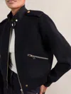 Reiss Navy Brushed Wool Epaulette Bomber Jacket In Blue