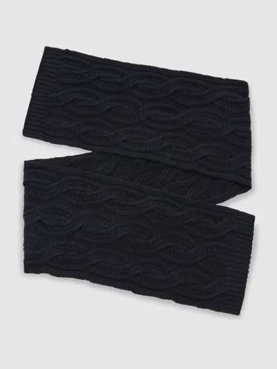 Reiss Navy Cable-knit Scarf With Wool