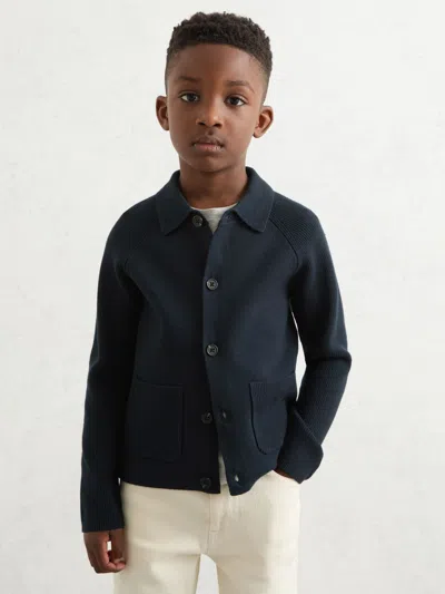Reiss Navy Cardigan In Blue