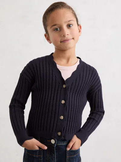 Reiss Kids' Navy Cardigan In Blue