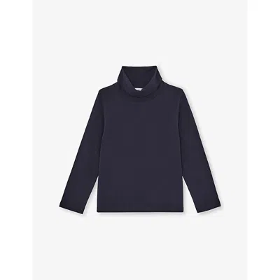 REISS NAVY CAREY ROLL-NECK STRETCH-COTTON TOP 3-9
