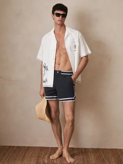 Reiss Navy | Ché Stripe-trim Swim Shorts In Blue