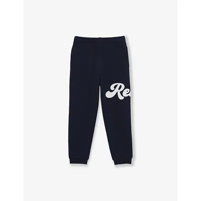 Reiss Kids' Navy Clayton Script-logo Cotton-blend Jogging Bottoms 9-13