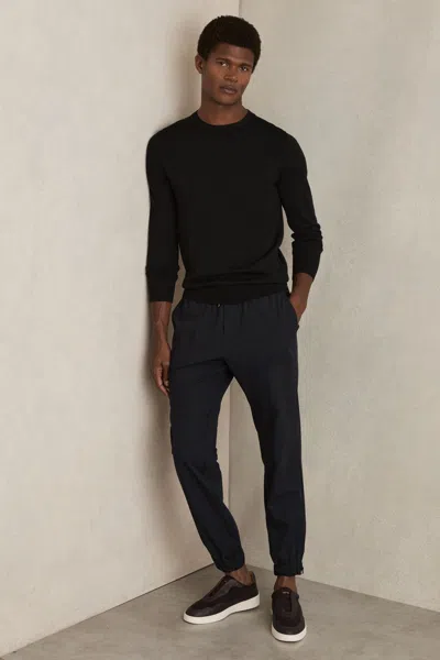 Reiss Navy Climb Drawstring Technical Cuffed Trousers