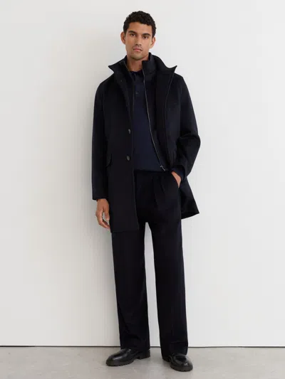 Reiss Navy Coat In Blue
