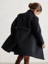 Reiss Navy Wool-blend Funnel-neck Coat In Blue