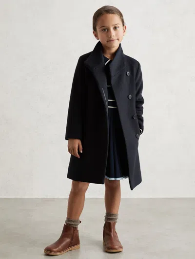 Reiss Navy Coat In Blue