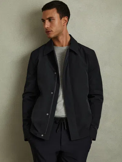 Reiss Navy Cologne Elasticated Hem Harrington Jacket In Black