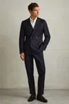 Reiss Men's Navy Blue Wool Flannel Suit Trousers In Navy
