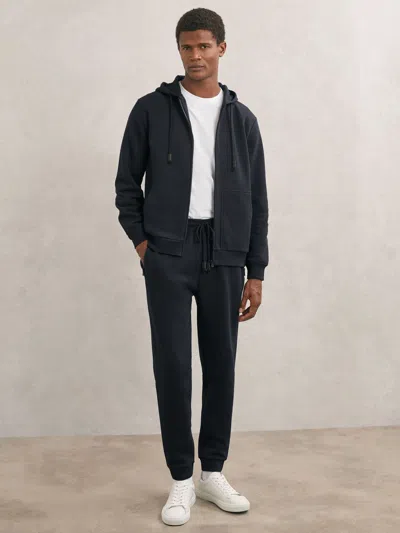 Reiss Navy Cotton-blend Drawstring Joggers In Blue