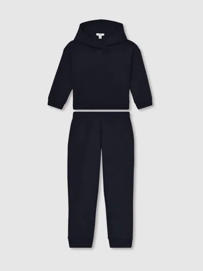Reiss Navy Cotton Blend Hoodie And Joggers Set