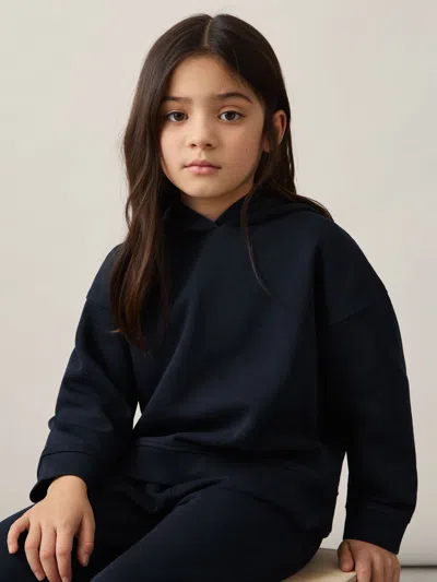 Reiss Navy Cotton Blend Hoodie And Joggers Set