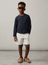 Reiss Navy Cotton-blend Waffle Henley T-shirt