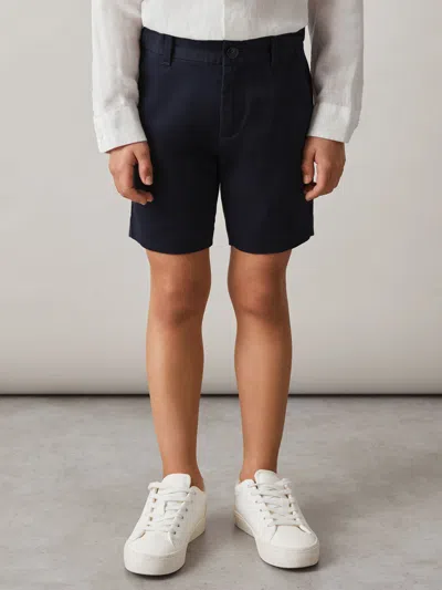 Reiss Navy Cotton Chino Shorts With Stretch In Blue