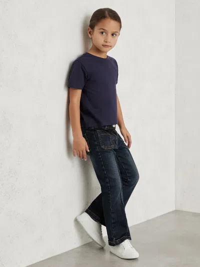 Reiss Navy Cotton Crew Neck T-shirt In Blue