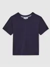 Reiss Navy Cotton Crew Neck T-shirt In Blue