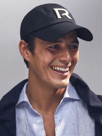 Reiss Navy Cotton Logo-embroidered Cap In Blue
