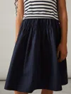 Reiss Navy Cotton Stripe Layered Sleeveless Dress